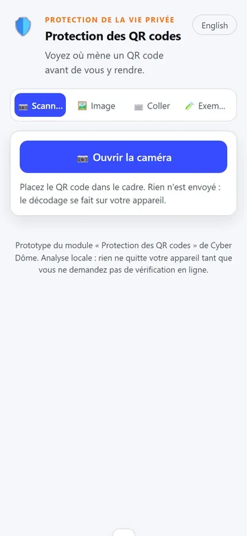 Capture d'écran de Protection des QR codes