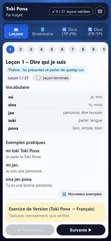Capture d'écran de Toki Pona